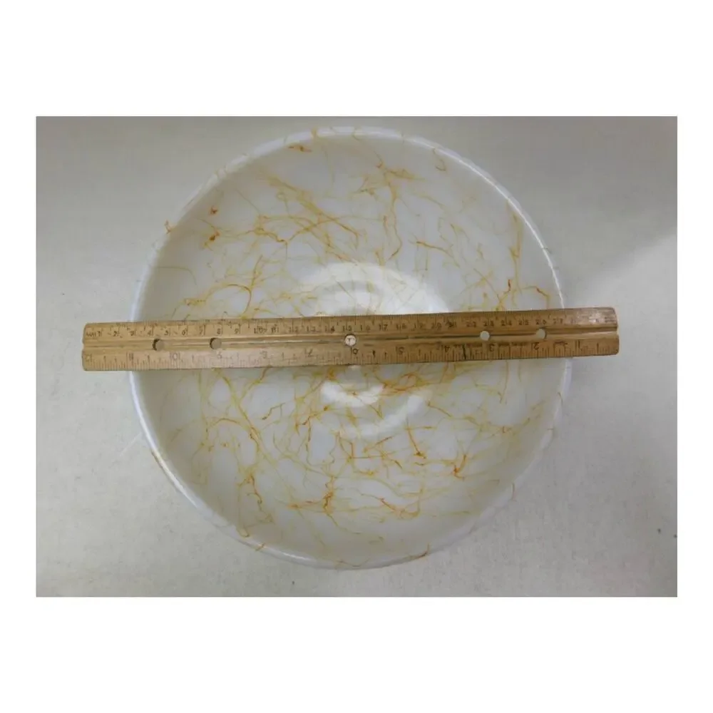 Mid Century Butterscotch Hazel Atlas Drizzle Serving Bowl Milk Glass 1950s